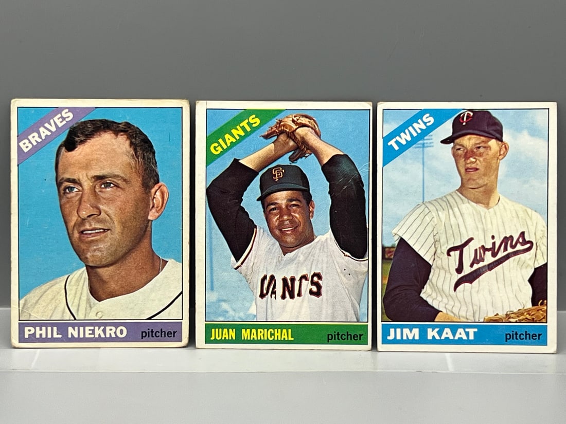 1966 Topps Phil Niekro, Jim Kaat, Juan Marichal - HOF: 1966 Topps Phil Niekro, Jim Kaat, Juan Marichal - HOF