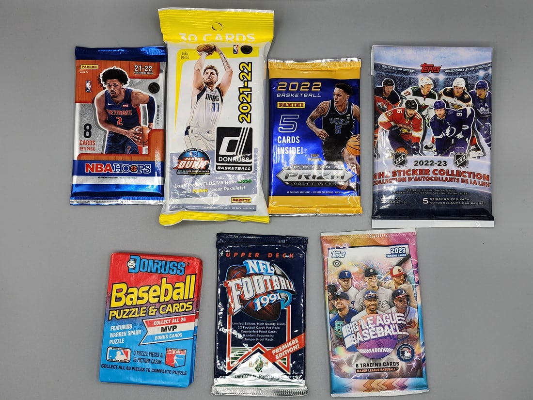 (7) Misc. Unopened Sports Packs - Basketball, Hockey, Football, Baseball - (1) Hobby, (6) Retail (1 of 2)