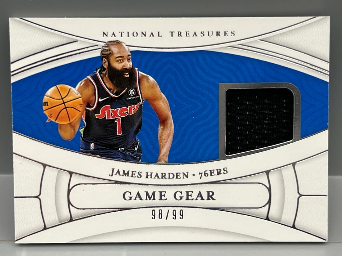 2021-22 Panini National Treasures James Harden Game Worn Jersey Relic #/99 (1 of 2)
