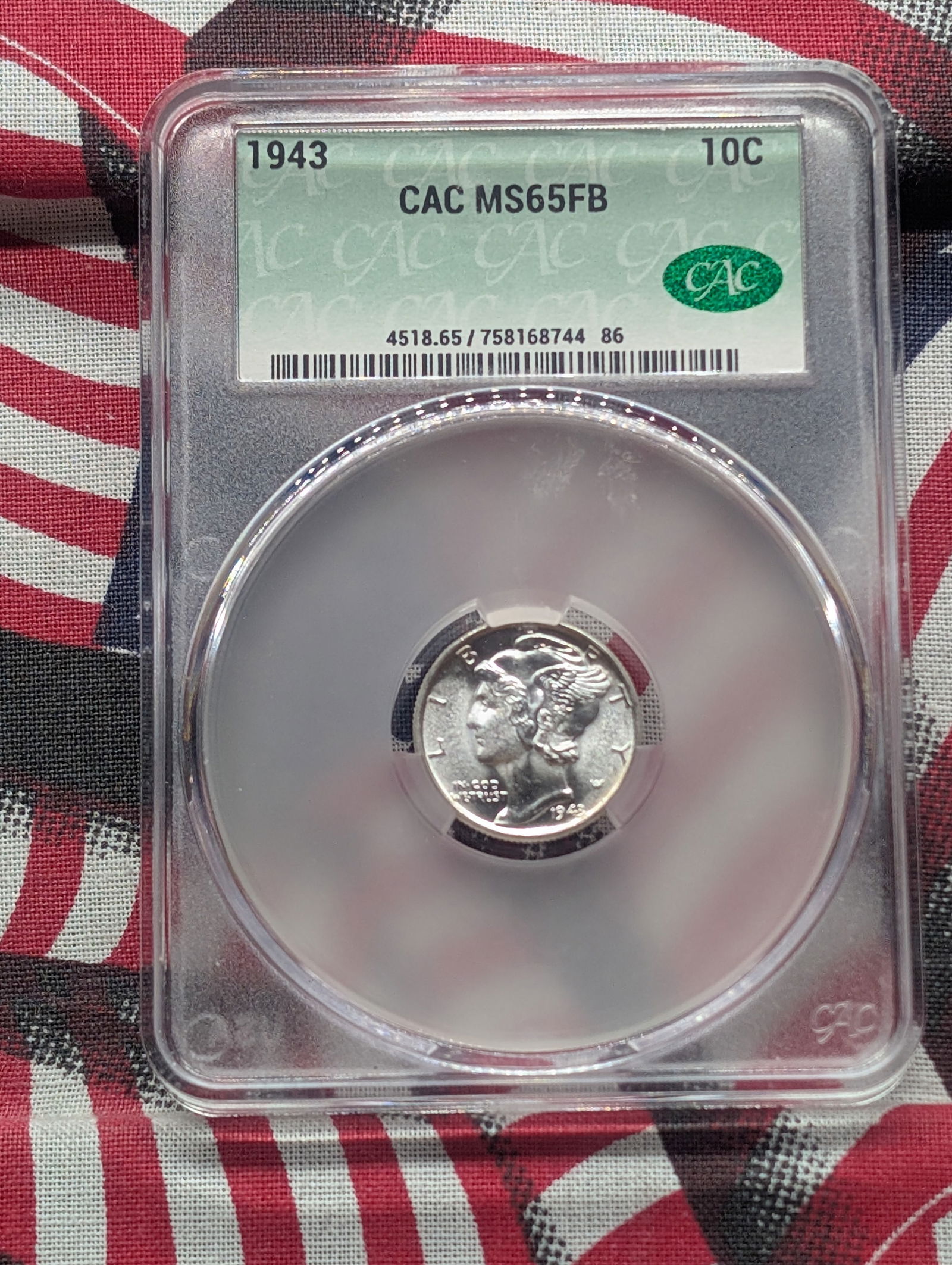 1943 Mercury Silver Dime - CAC Cert. MS65 FB