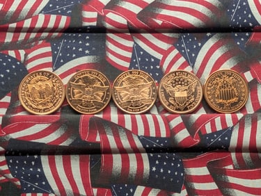 1 Oz. Each .999 FINE COPPER Various Designed Rounds (5PCS)