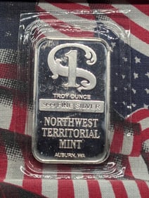 1 Oz. .999 FINE SILVER Northwest Territory Mint Designed Art Bar in Sealed Plastic