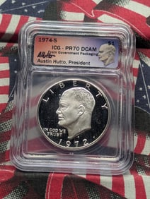 MISLABELED 1974-S! 1972-S PROOF Eisenhower Silver Dollar - ICG Cert. PR70 DCAM w/ ICG President