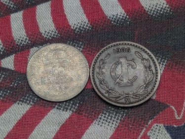 1906-M Mexico 1 Centav o - AU+ & 1869 Hungary 10 Silver Krajczar (2 PCS)