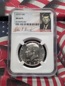 1970-D Kennedy Silver Half Dollar - NGC MS64 PL w/ JFK Label