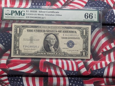 1935 H Series $1.00 Silver Certificate - PMG Cert. GEM UNC 66 - Exceptional Paper Quality