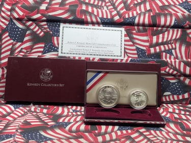 1998-S UNC Dollar & MATTE Finish Half Dollar Robert F. Kennedy Commemorative 2-Coin Set in OGP w/