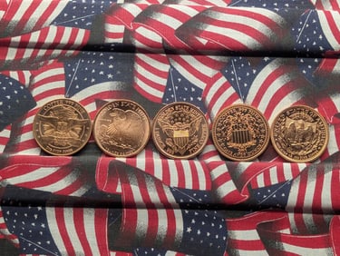 1 Oz. Each .999 FINE COPPER Various Designed Rounds (5PCS)