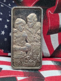 1 Oz. .999 FINE SILVER Father & Son Football Designed Art Bar