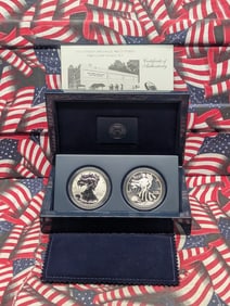 2013-West Point American Silver Eagles 2-Coin Set in OGP w/ COA - Reverse Proof & Enhanced
