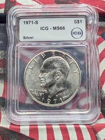 1971-S Eisenhower 40% Silver Dollar - ICG Cert. MS66