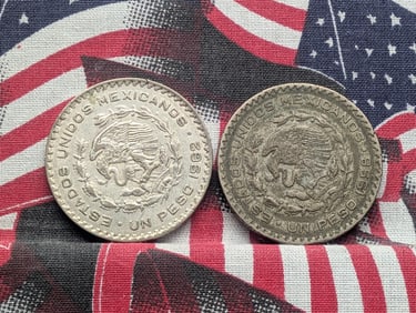1962 & 1958 Mexico 1 Peso, Both 10% Silver (2 PCS)