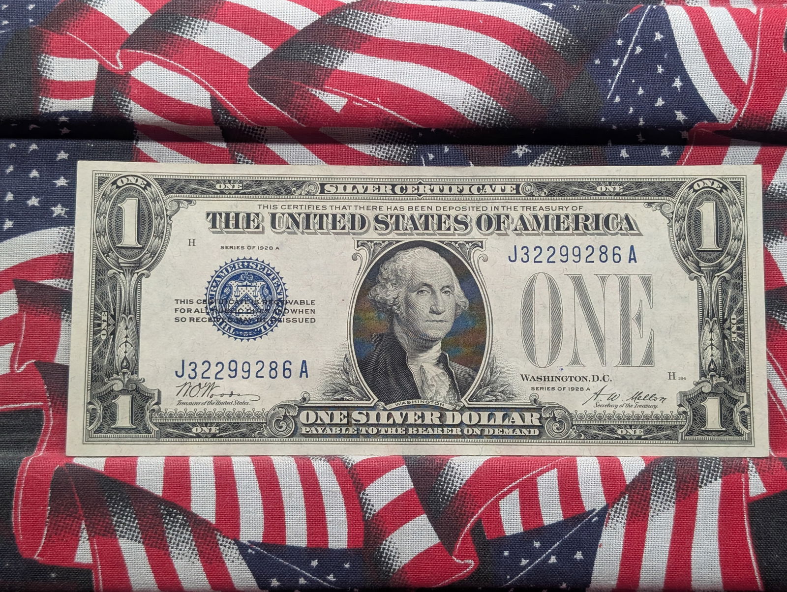 1928 A Series $1.00 Silver Certificate Funny Back - CHOICE UNC - Misaligned Bottom Serial Number (1 of 3)