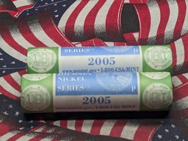 2005 P&D Unopened Rolls Of Westward Journey "Ocean In View" Jefferson Nickels