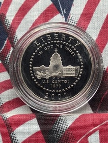 2001-P PROOF U.S. Capitol Commemorative Half Dollar in Capsule