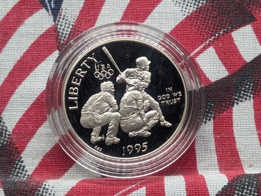 1995-S PROOF Atlanta Olympic Baseball Commemorative Half Dollar in Capsule