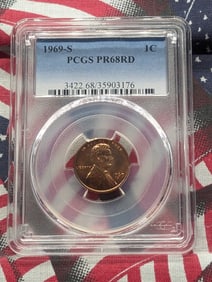 1969-S PROOF Lincoln Memorial Cent - PCGS PR68 RD