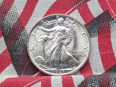 1943 Walking Liberty Silver Half Dollar - GEM BU - BLAST WHITE