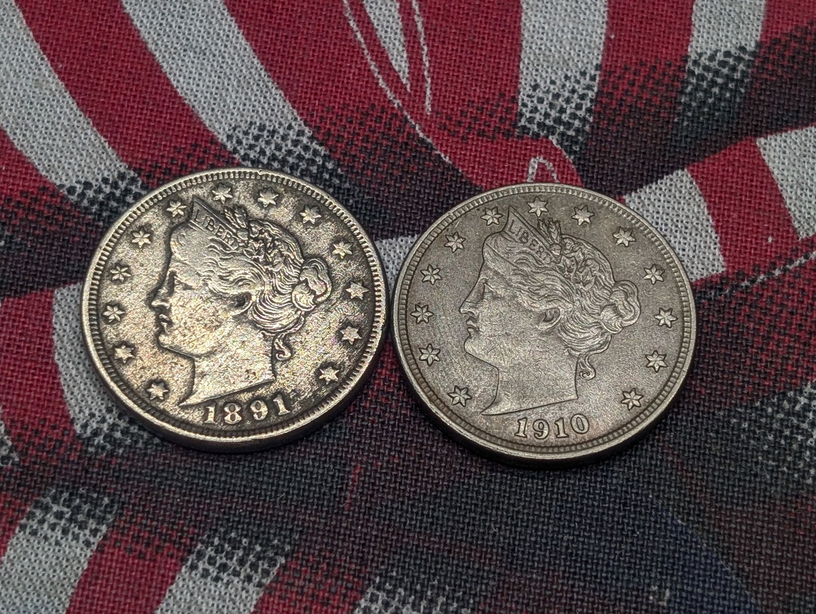 1891 - FINE/VF & 1910 - XF Liberty Head V-Nickels (2 PCS) (1 of 2)