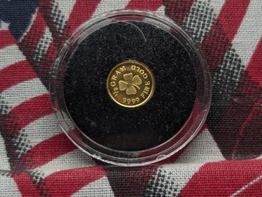 1/2 Gram .9999 FINE GOLD Monarch Precious Metals - Four Leaf Clover Designed Miniature Round in