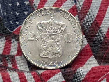 1944 Curacao 2 1/2 Silver Gulden