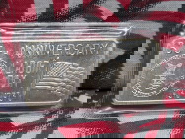 1 Oz. .999 FINE SILVER 60th Anniversary Labor Day 1913-1973 Designed Art Bar in Sealed Plastic