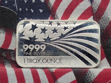 1 Oz. .999 FINE SILVER Stars & Stripes Designed Art Bar by RMC APMEX