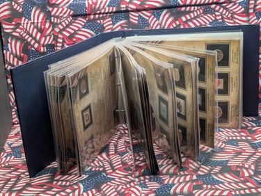 Partial Presidential Dollar Collection in Info Cards w/ Commemorative Stamps in Album (58 Coins P&D