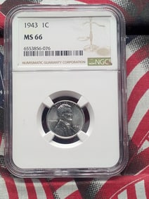 1943 Lincoln Steel Wheat Cent - NGC MS66