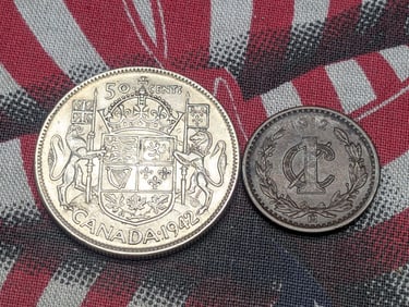 1942 Canada 50 Silver Cents & 1912 Mexico 1 Centav o - AU/UNC (2 PCS)