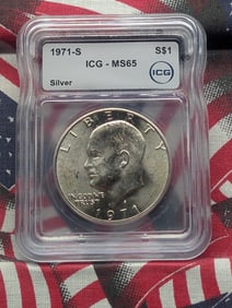 1971-S Eisenhower Silver Dollar - ICG Cert. MS65