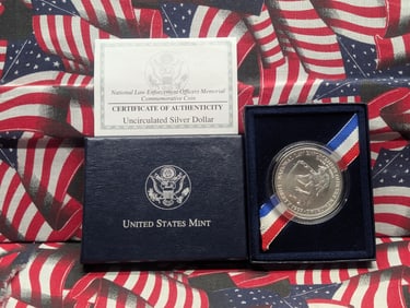 1997-P UNC Law Enforcement Officers Commemorative Silver Dollar in OGP w/ COA