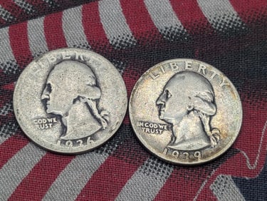 1936-P & 1939-P Washington Quarters 90% Silver