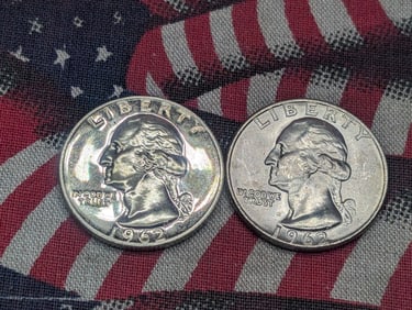 1962-P BU & D Silver Washington Quarters, 90% Silver
