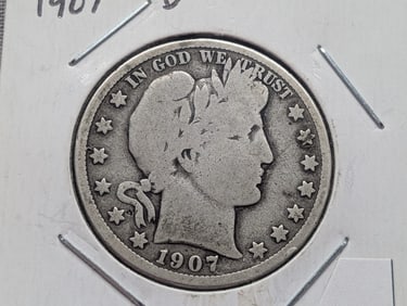 1907-D Barber Half Dollar 90% Silver