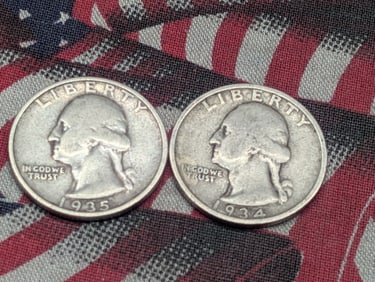 1934-P & 1935-P Washington Quarters, 90% Silver