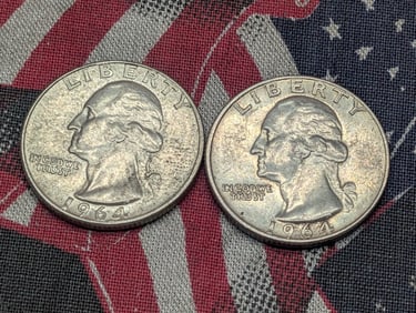 1964 P & D Washington Quarters, 90% Silver