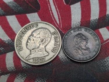 1907 Haiti 50 Centimes & 1799 United Kingdom 1 Farthing - VF (2 PCS)