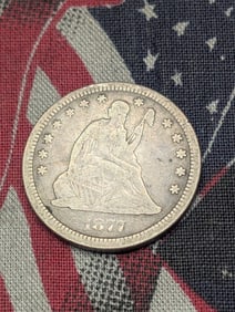 1877-CC Seated Liberty Quarter, 90% Silver