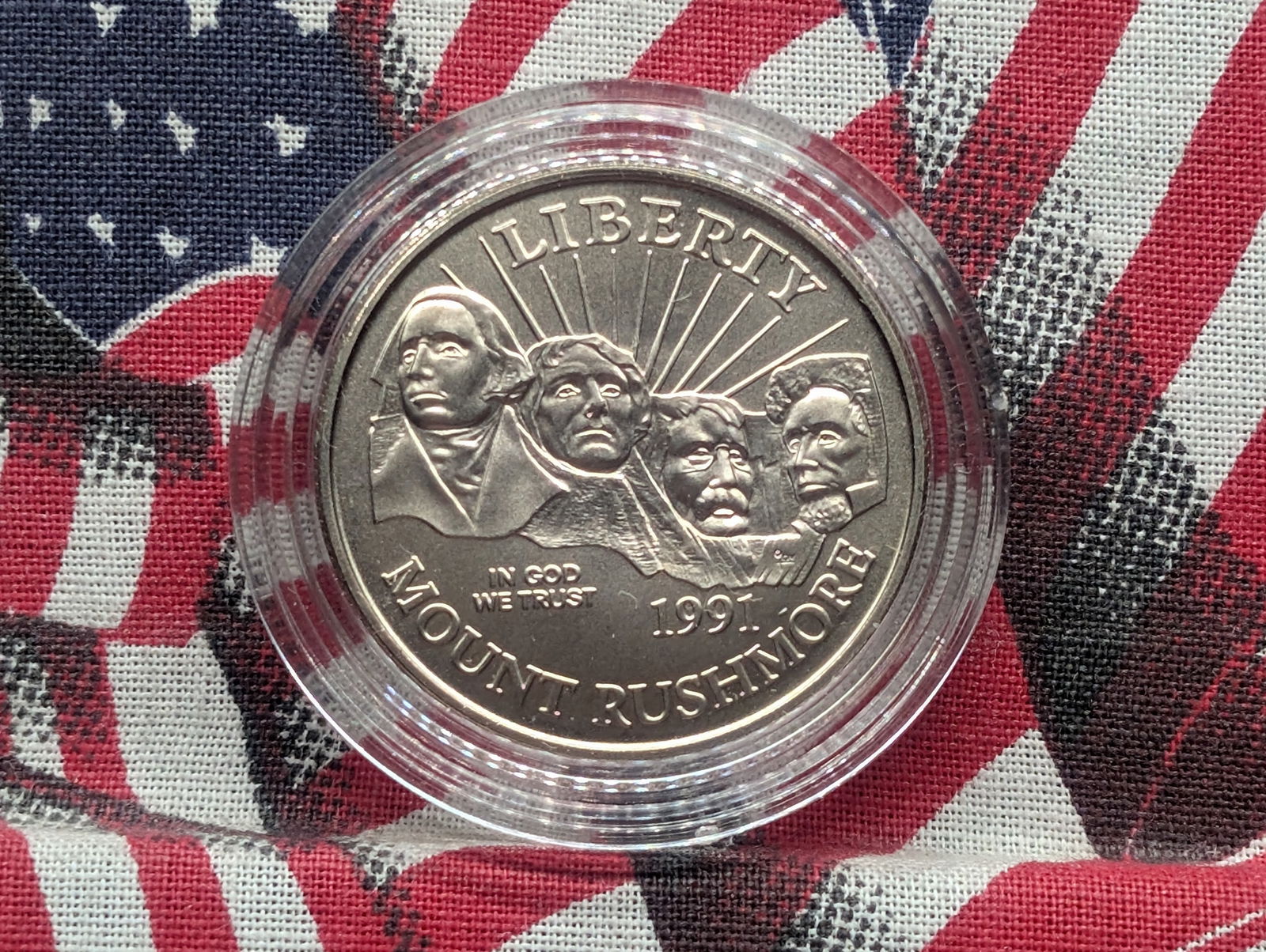 1991-D UNC Mount Rushmore Anniv. Commemorative Half Dollar in Capsule (1 of 2)