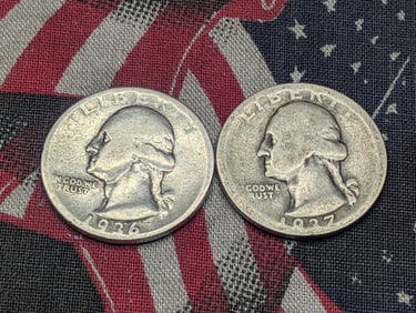 1936-P & 1937-P Washington Quarters, 90% Silver