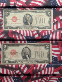 Lot of Two 1928 G&F Series $2.00 RED SEAL Banknotes