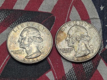 1961 P & D Washington Quarters, 90% Silver