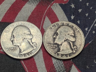 1940-P & 1941-P Washington Quarters, 90% Silver