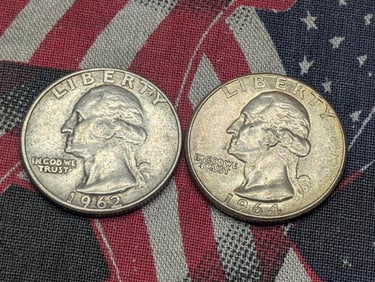 1962-D & 1964-P Washington Quarters, 90% Silver