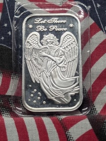 1 Oz. .999 FINE SILVER, 2011 Let There Be Peace Angel Designed Art Bar in Sealed Plastic