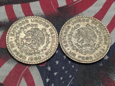 1963 & 1960 Mexico 1 Peso 10% Silver (2 PCS)