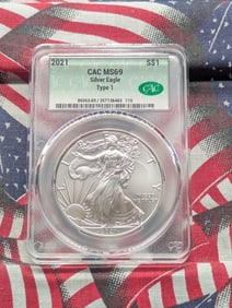 2021 Type 1 American Silver Eagle - CAC Cert. MS69