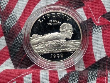 1996-S PROOF Atlanta Olympic Swimming Commemorative Half Dollar in Capsule