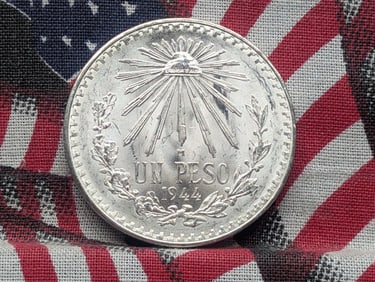 1944 -M Mexico 1 72% Silver Peso - GEM BU
